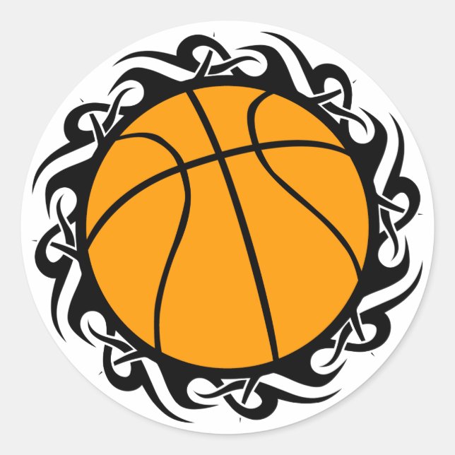 basketball. tribal. classic round sticker (Front)