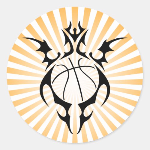 basketball tribal classic round sticker