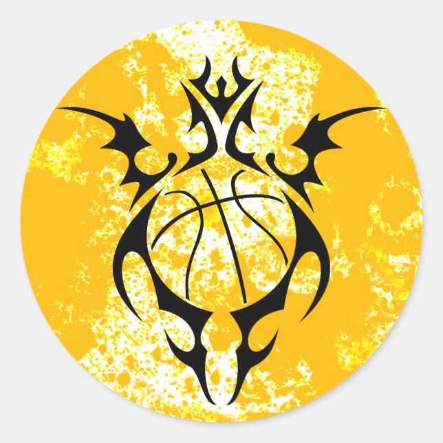 basketball. tribal. classic round sticker (Front)