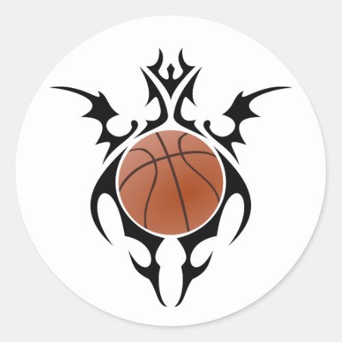 basketball tribal classic round sticker