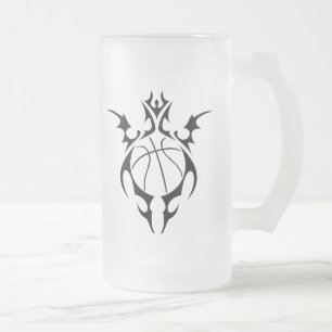 basketball. tribal. frosted glass beer mug