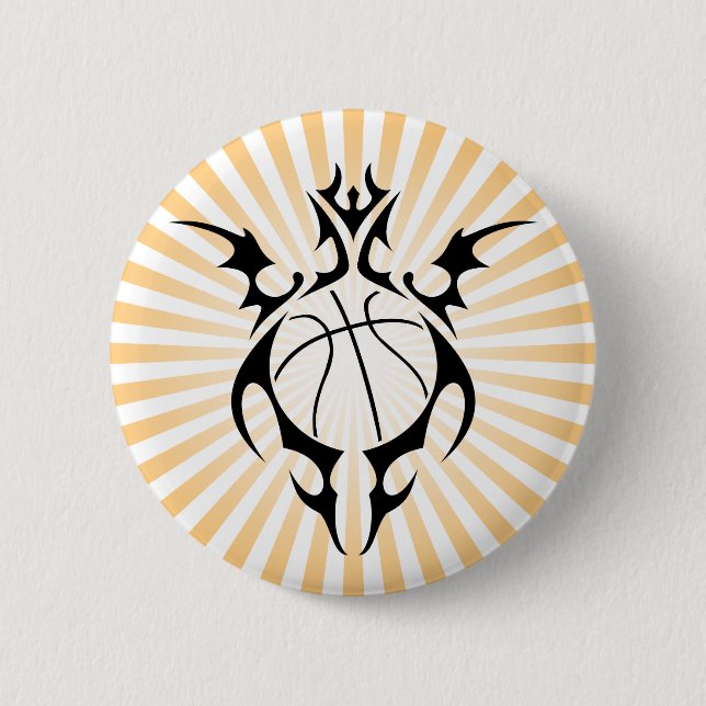 basketball. tribal. pinback button (Front)