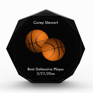 Basketball Trophy with Three Lines Text Acrylic Award