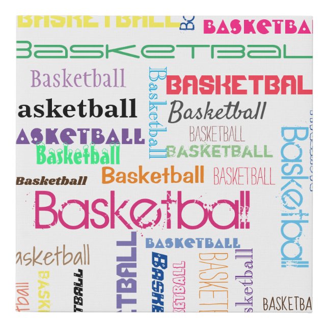 Basketball Typography Faux Canvas Print (Front)