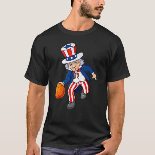 Basketball Uncle Sam 4th Of July Boys Kids Teens D T-Shirt