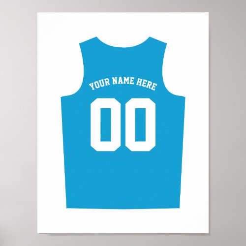 Basketball Uniform Poster Personalize Light Blue