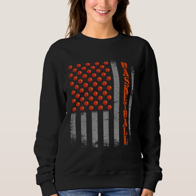 Basketball USA American Flag Men Dad Boys Kids Tea Sweatshirt (Front)