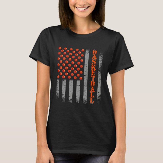 Basketball USA American Flag Men Dad Boys Kids Tea T-Shirt (Front)