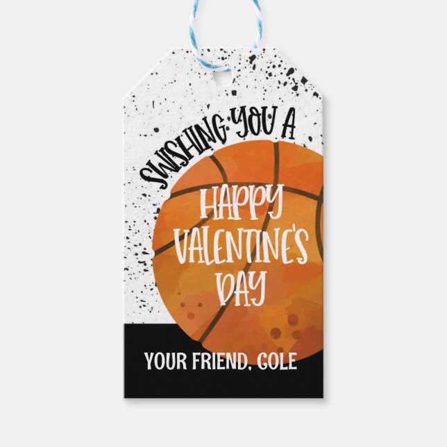 Basketball Valentine Card Favor Tag (Front)