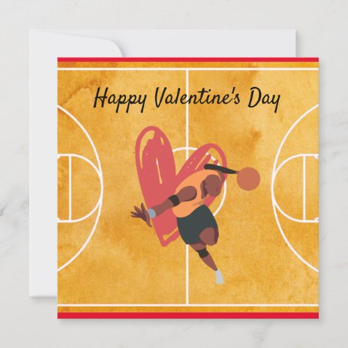 Basketball Valentines Day Basketball with love   Holiday Card