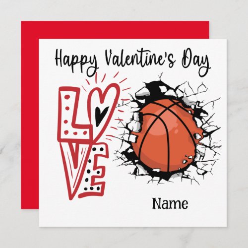 Basketball Valentines Day from Player with love  Card