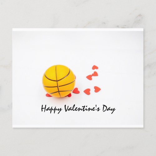 Basketball Valentines Day with love on white Holiday Postcard