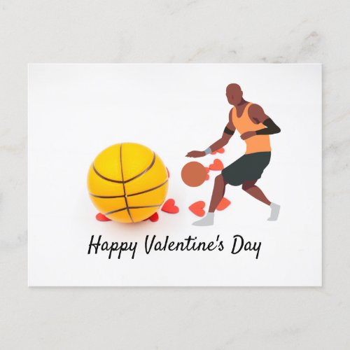 Basketball Valentines Day with love to player Holiday Postcard