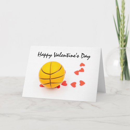 Basketball Valentines Day with red heart love Card