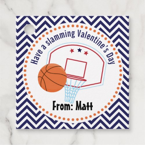 Basketball Valentines School Personalized Name Favor Tags