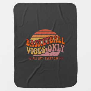 Basketball Vibes Only Vintage Sunset Sports Baby Blanket