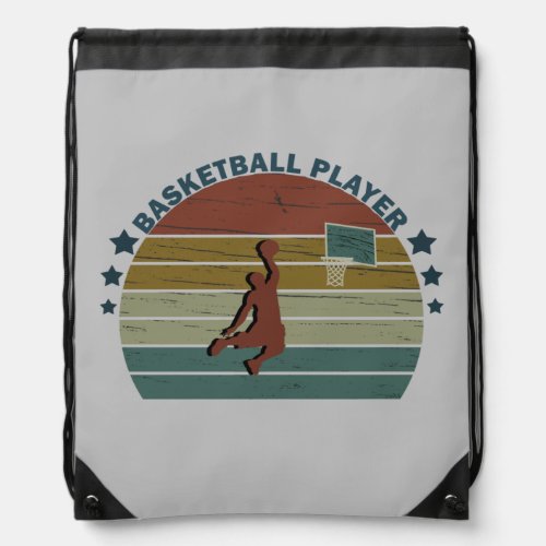basketball vintage player drawstring bag