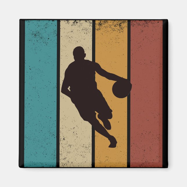 Basketball vintage player dribbling  magnet (Front)