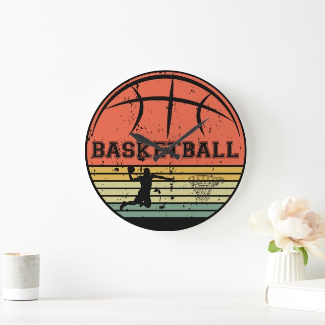 Basketball vintage player slam dunk  large clock (Home)