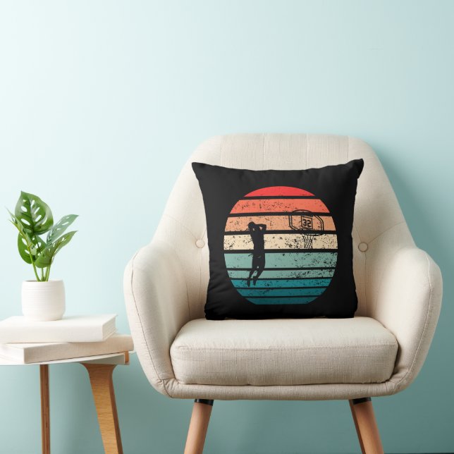 Basketball vintage player slam dunk throw pillow (Chair)