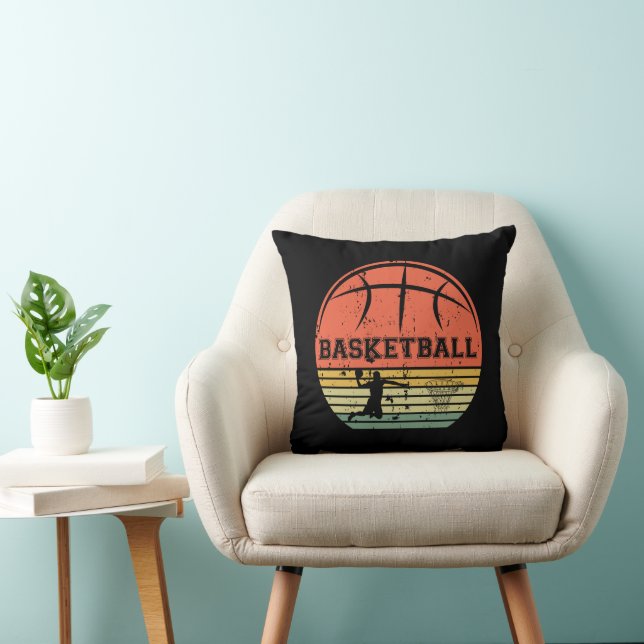 Basketball vintage player slam dunk  throw pillow (Chair)