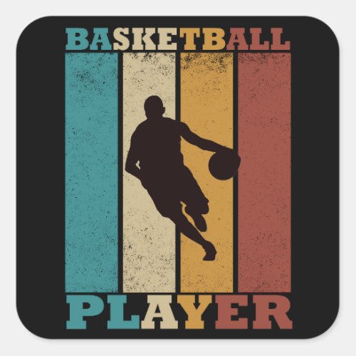 basketball vintage square sticker