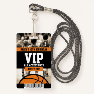 Basketball VIP Birthday Party Guest Pass Badge