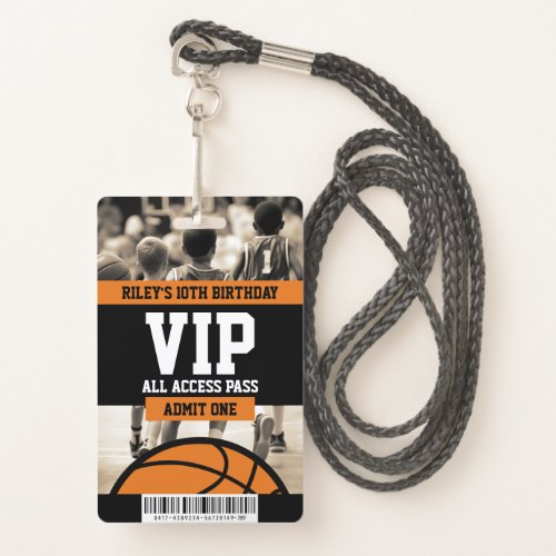 Basketball VIP Birthday Party Guest Pass Badge