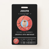 Basketball VIP Event Photo Birthday Badge (Front)