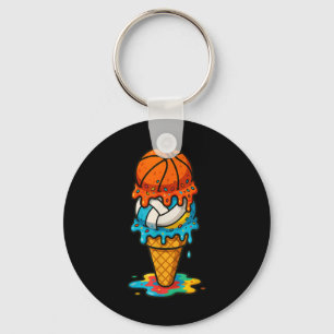 Basketball Volleyball Ice Cream Drip Colorful Summ Keychain