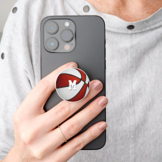 basketball w red white school club team colors PopSocket