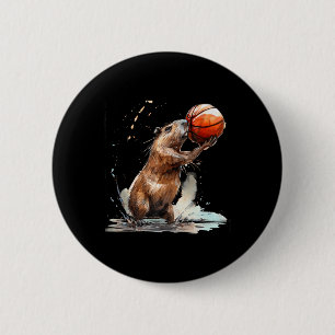 Basketball Watercolor Basketball Player Artwork Ca Button