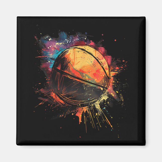 Basketball Watercolor Basketball Player Drawing Ar Magnet (Front)