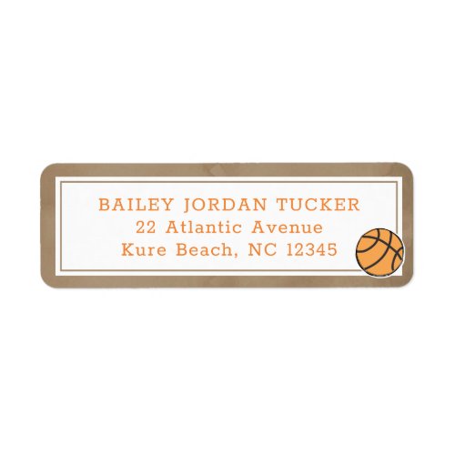 Basketball Watercolor Brown Return Address Label