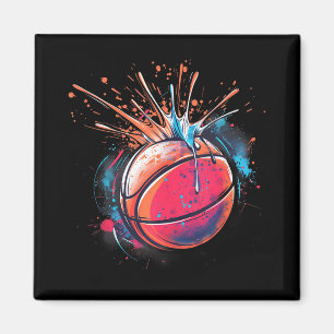 Basketball Watercolor Drawing Artwork Basketball P Magnet