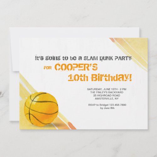 Basketball Watercolor Invitation