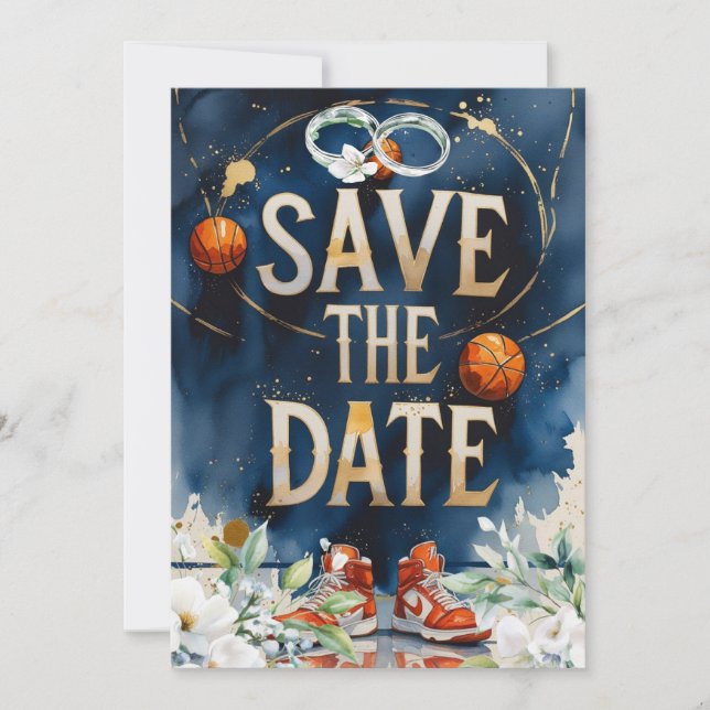 Basketball wedding SAVE THE DATE Invitation (Front)