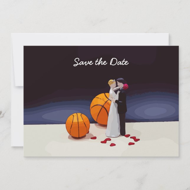 Basketball Wedding Save the Date with bride groom Invitation (Front)