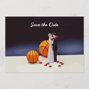 Basketball Wedding Save the Date with bride groom Invitation