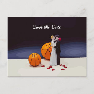 Basketball Wedding Save the Date with bride groom Postcard