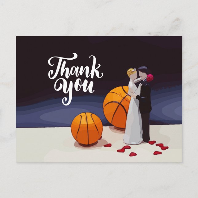 Basketball Wedding  Thank you  Postcard (Front)