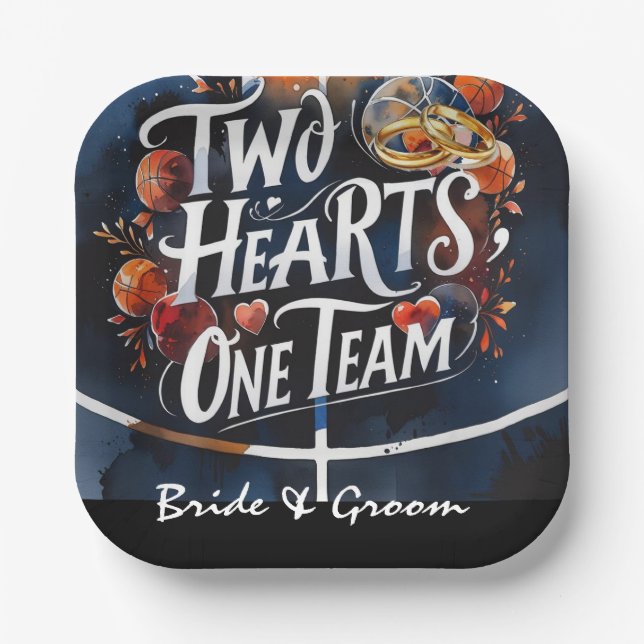 Basketball wedding themed paper plates (Front)