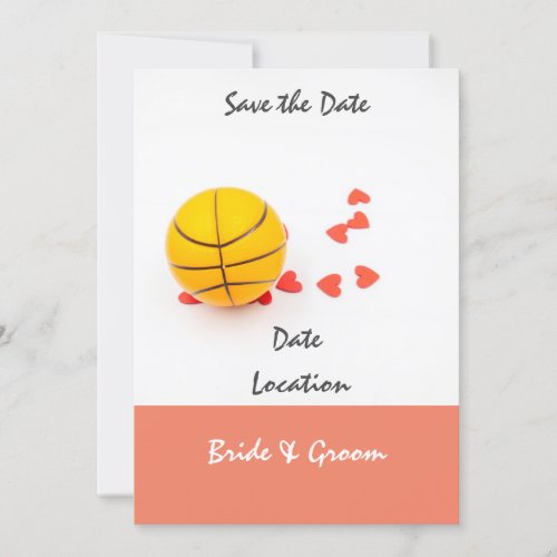 Basketball wedding with love red hearts invitation