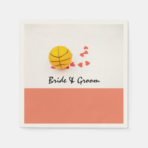 Basketball wedding with love red hearts napkins