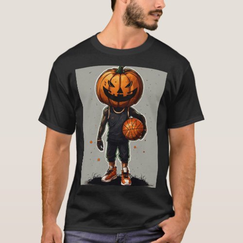 basketball  whit pumpkin eyes hallowen mode digita T_Shirt