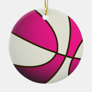 Basketball - White/Pink Ceramic Ornament