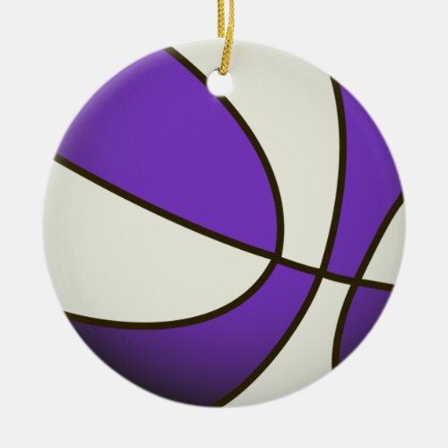 Basketball _ WhitePurple Ceramic Ornament