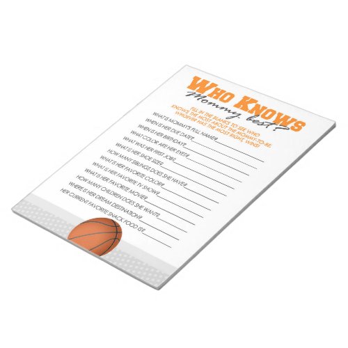 Basketball Who Knows Mommy Best Baby Game Pack Notepad