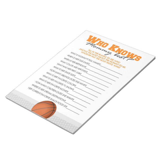 Basketball Who Knows Mommy Best Baby Game Pack Notepad (Angled)