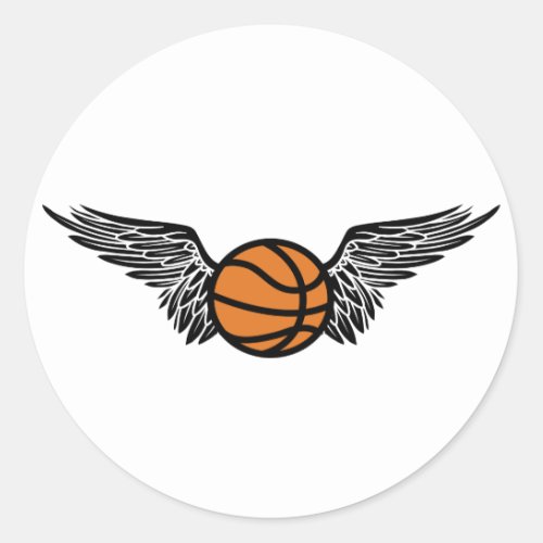 basketball winged classic round sticker